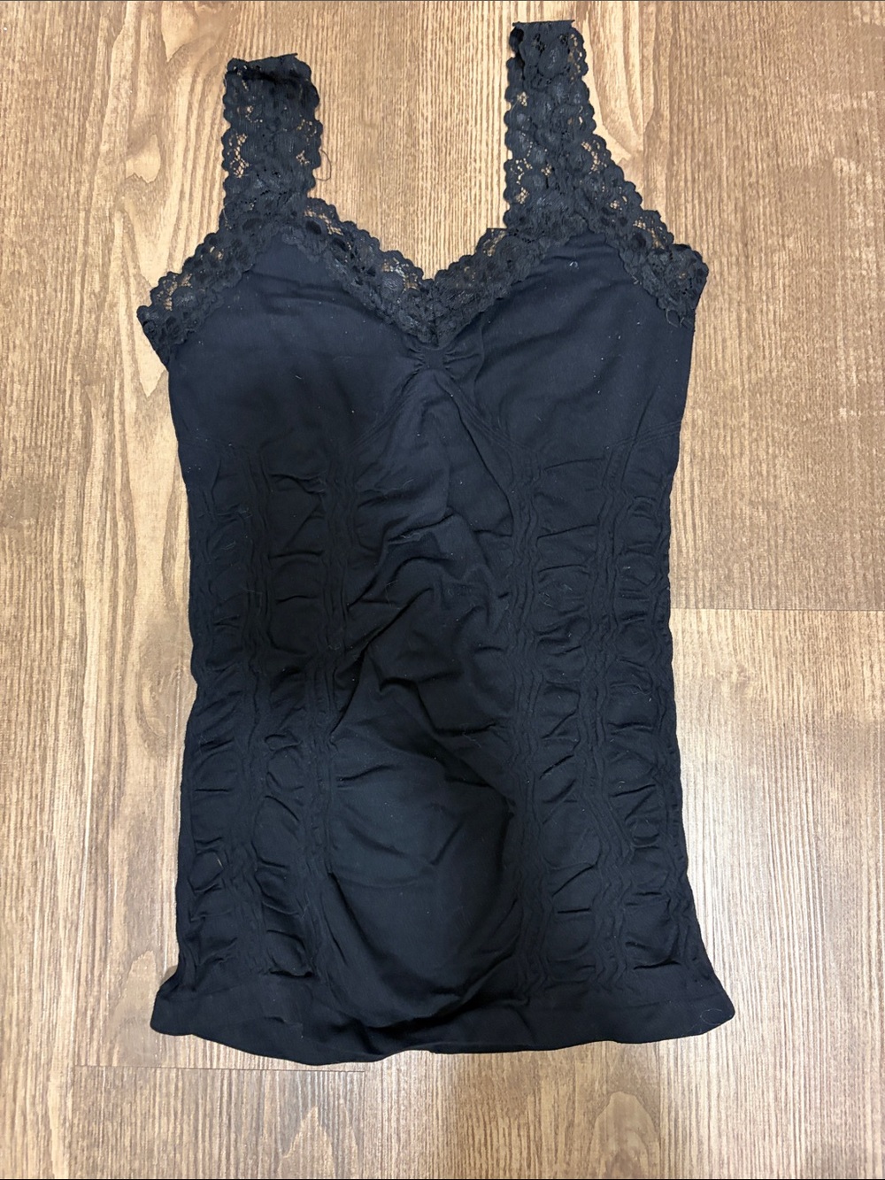 M. Rena Black Lace-Trim Camisole
